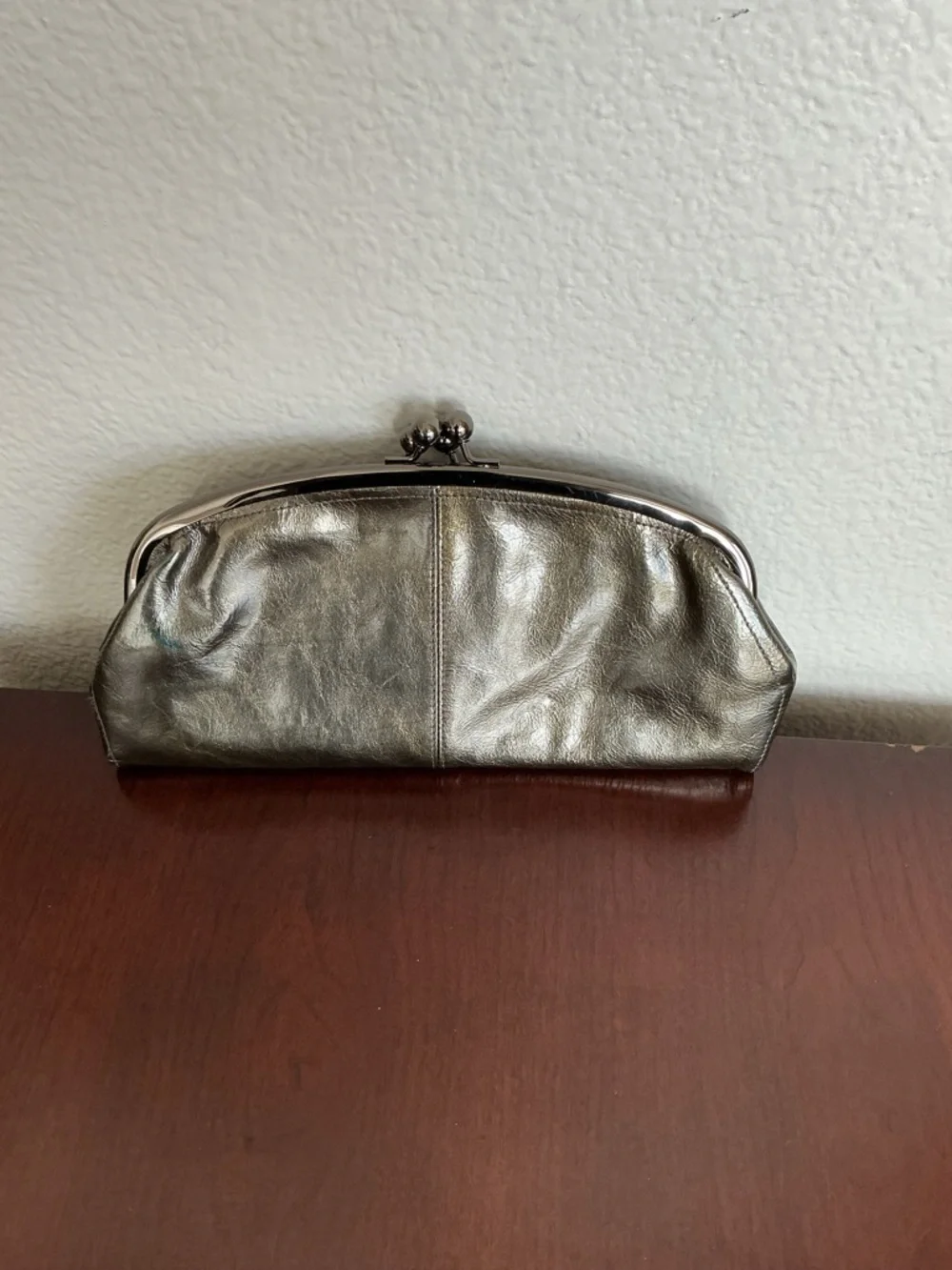 Nordstrom Green Sage Metallic Frame Clutch Bag